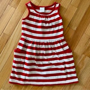 4T Hanna Andersson red and white striped summer tank pocket dress 100cm/4T